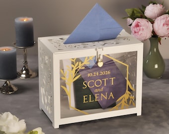 Caja para tarjetas de boda con ranura y cerradura, buzón de boda, caja para fiesta de boda, caja de regalo de boda para tarjetas