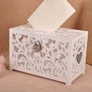 wedding card box with lock. rustic card box.