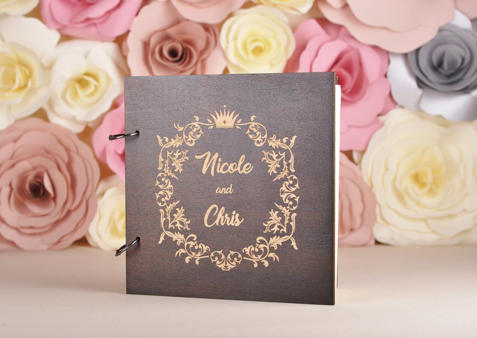 Personalized Wedding Guest Book Wedding Monogram Unique Wooden Etsy