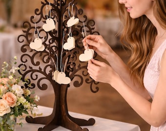 Árbol de los deseos para bodas: alternativa al libro de firmas, decoración para despedida de soltera en madera contrachapada cortada con láser.