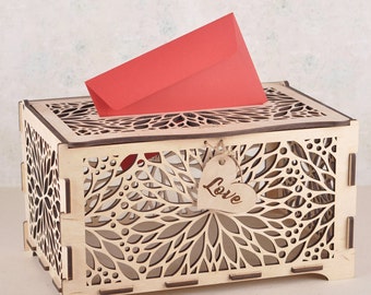 Wedding Card Box Rustic Wooden Money Box Card Box with Card Slot Box Wedding Card Holder Letter Box Wooden Rustic Cardboxes Wedding Card Box