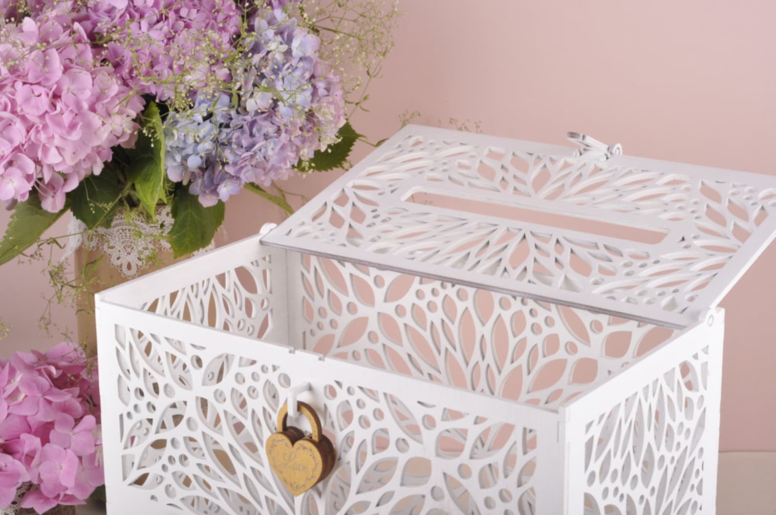 Wedding Card Box With Lock. Wedding Card Holder. Wedding Post Etsy