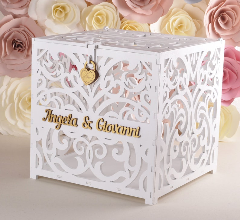 Wedding card box with lock wedding gift box wedding post box Etsy