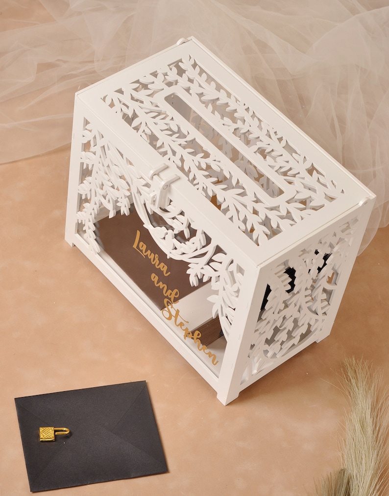 Wedding Card Box With Lock. Wedding Card Holder. Wedding Post Etsy