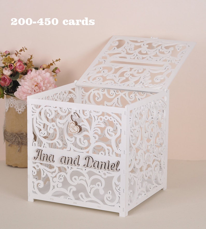 Wedding card box with slot and lock Etsy