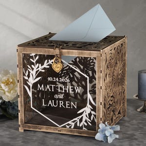Boîte pour cartes de fleurs sauvages, boîte pour cartes rustique, boîte aux lettres de mariage, boîte-cadeau de mariage avec des fleurs