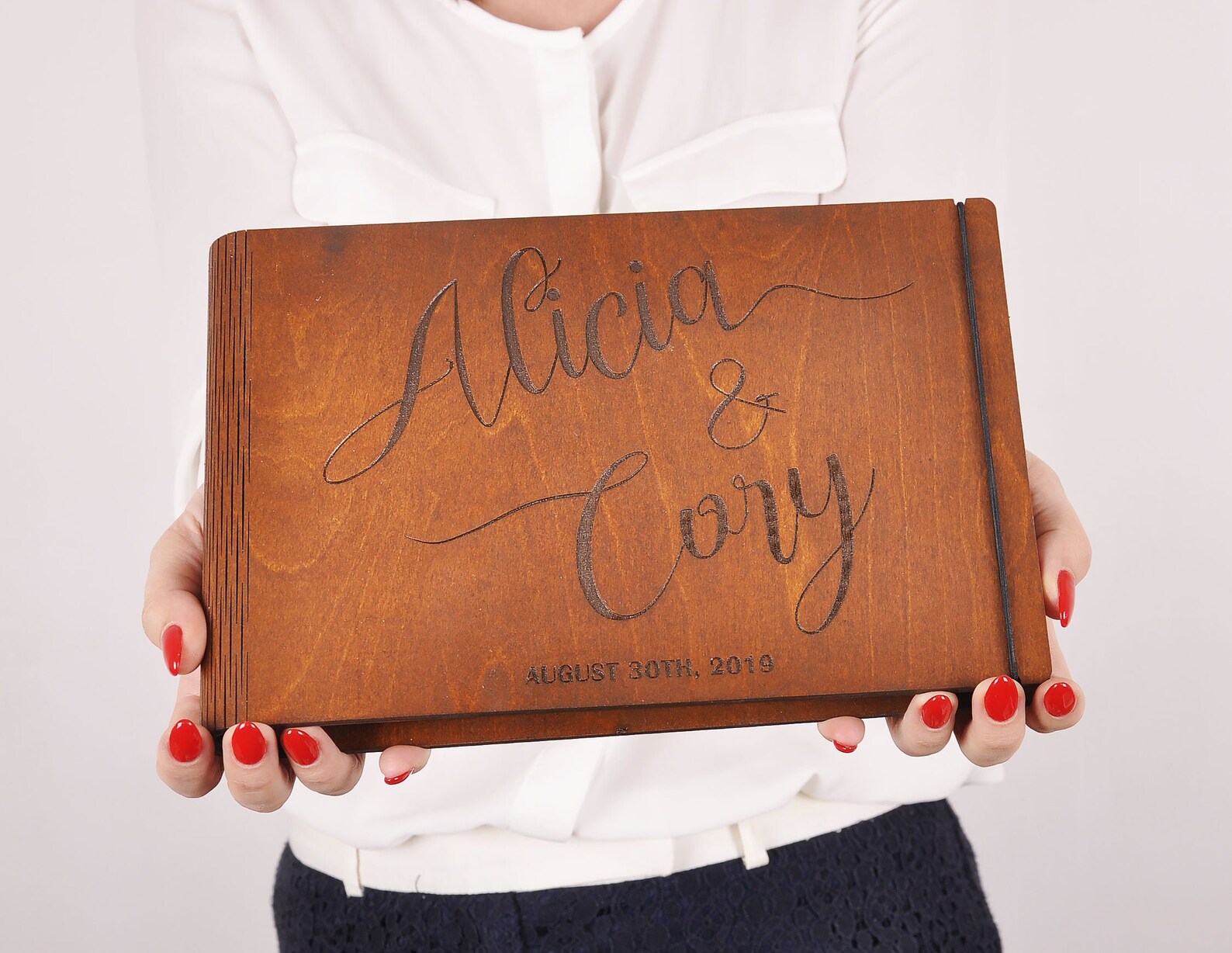 Photo Guest Book Guest Book Black Pages Wooden Wedding Guest - Etsy