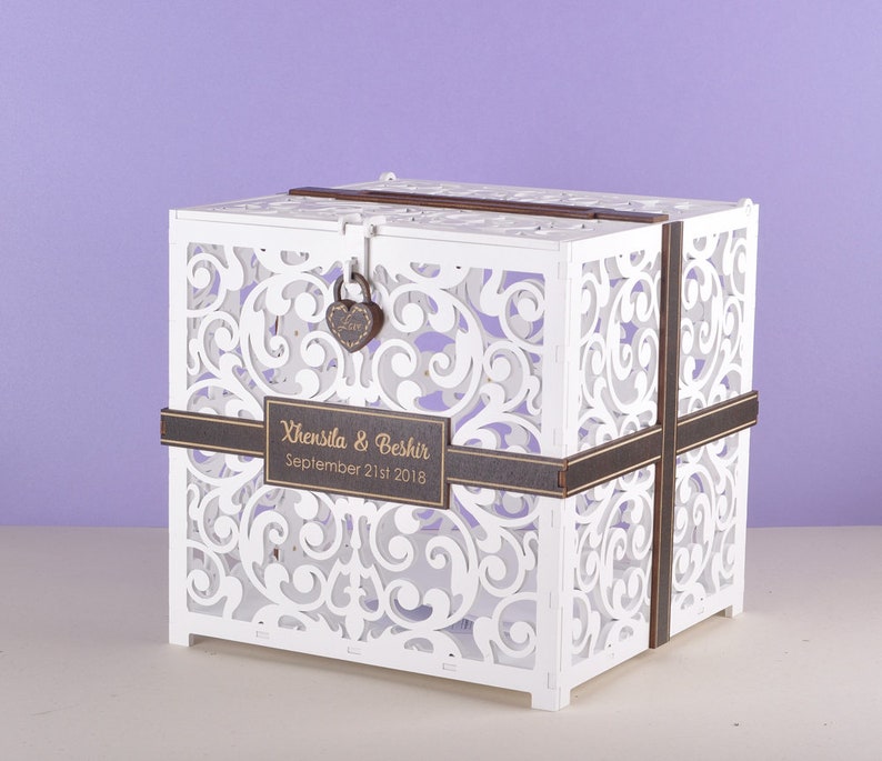 Ornate Birch Plywood Wedding Card Box With Slot and Lock - Etsy