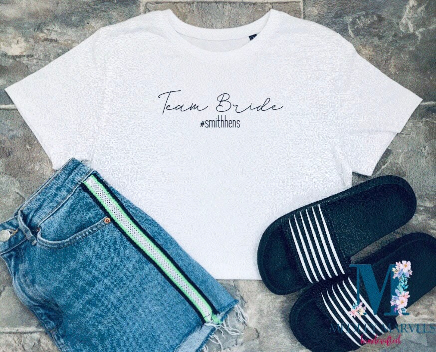 Image of Beautiful Custom Crop Team Bride Tribe Hen Do Party Ladies Womens Womans Tshirt T Shirt Top Vest