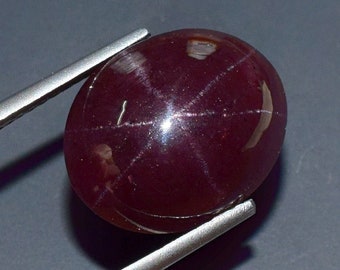 Natural 6-Ray Star Garnet Cabochon 8.35 Ct Oval 11x13 mm | Genuine Star Garnet Gemstone for Jewelry Making, Ring Pendant DIY Jewelry Maker