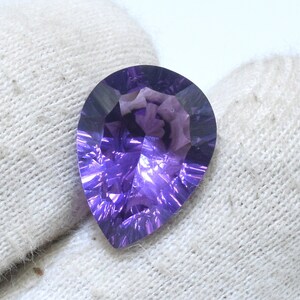 Concave Cut Amethyst !..SPIDER WEB Cut..! 12x16 Pear Shape Amethyst Precisely Faceted Loose Gemstone For Beautiful Jewelry Making Ac-103