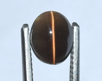 Brown Natural Sillimanite Cats Eye With A Distinct Appearance and Metaphysic Of A Sharp Chatoyancy  For Jewelry Making 7x8.5 mm SC-206