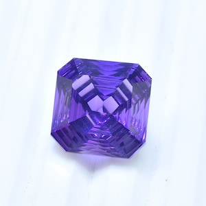 Concave Cut Amethyst PIT HOLE Cut Emerald Shape Amethyst Precisely Faceted Loose Gemstone For Beautiful Jewelry Making 12x12 mm Ac-14