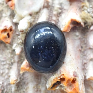 Natural Iolite Sunstone with Silver Schiller Sheen 9x11 MM Oval Smooth Cabochon 3.58 Carats Loose Healing Gemstone for Rings Jewelry Making