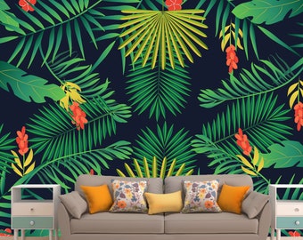 BANANA LEAF Wallpaper Removable, Floral Wallpaper Non Woven, Peel and Stick Wallpaper Mural, Banana Leaf Wallpaper Roll, Tropical Decor WP18