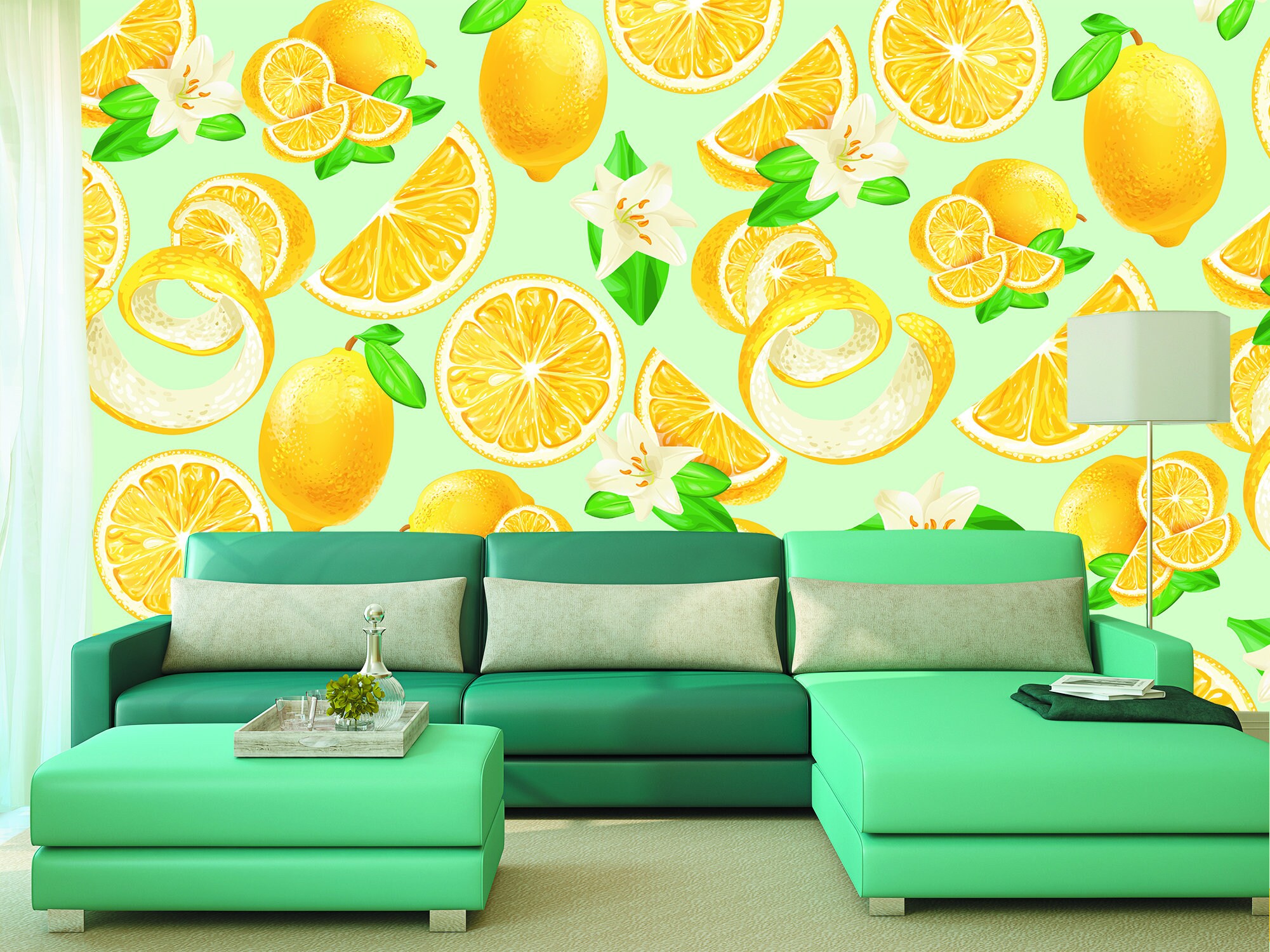 Lemon Wallpaper for Kitchen Fruit Wall Mural Removable - Etsy