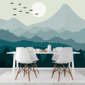 Abstract Mountain Wallpaper Landscape Mural Outlander - Etsy