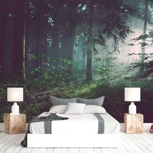 PhotoWallpaper Foggy Forest Wallpaper. Nature Wallpaper. Landscape Wall Art. Self-Adhesive. Removable Wallpaper. Eco Friendly Decor