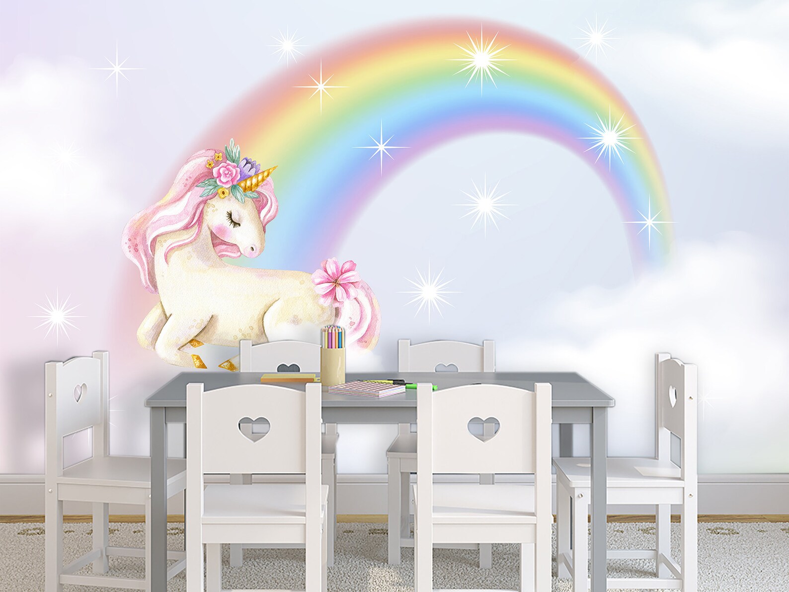 Unicorn Wallpaper Removable. Unicorn Wall Mural Girl Room. | Etsy