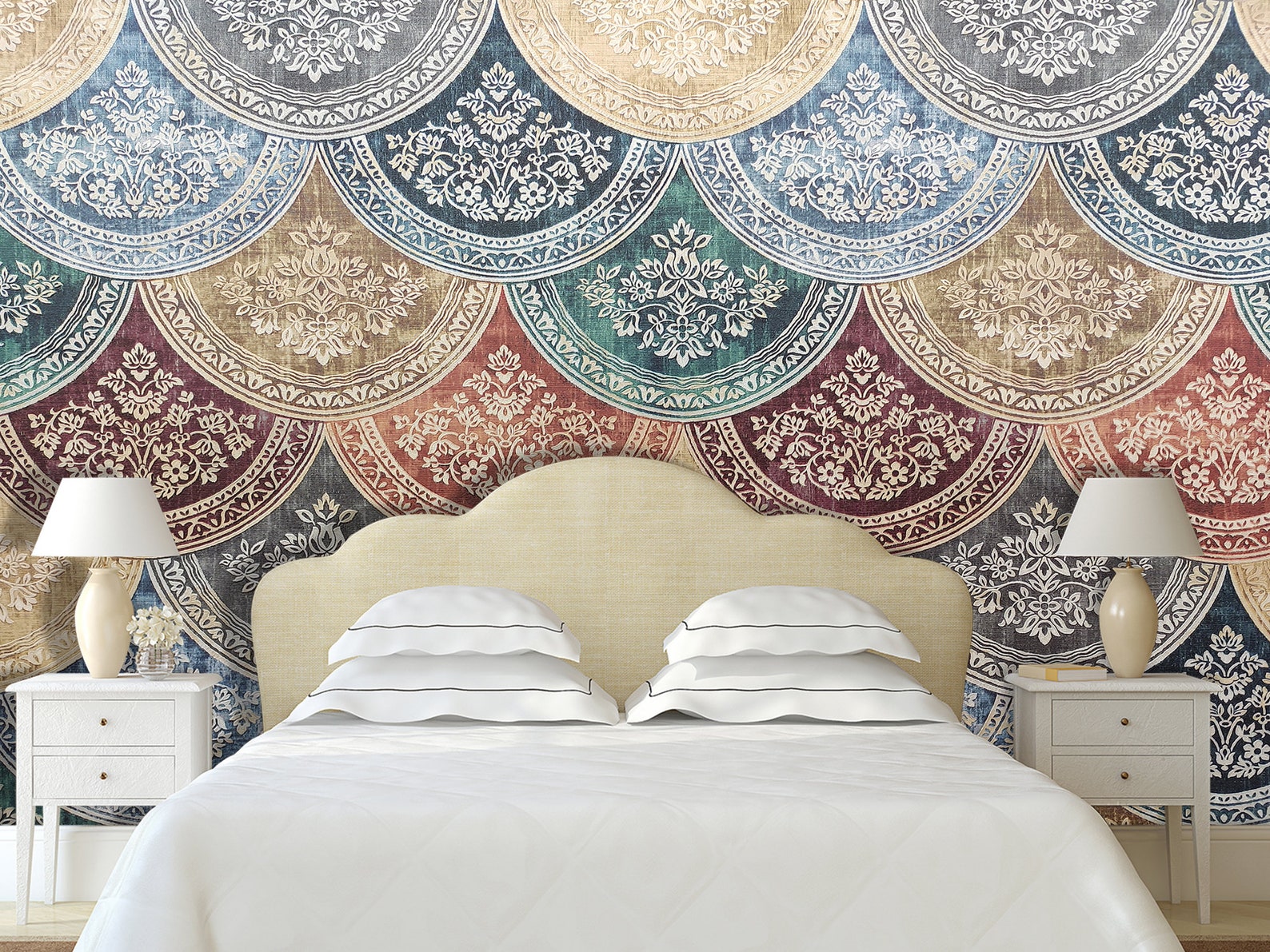 Luxury Wallpaper Damask. Living Room Wall Murals. Classic Etsy