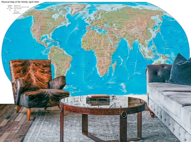 World Map Wall Mural - Non Woven Wallpaper for Kids - Self Adhesive Wallpaper - Large World Map Nursery - Peel and Stick Wall Paper KS558 image 2