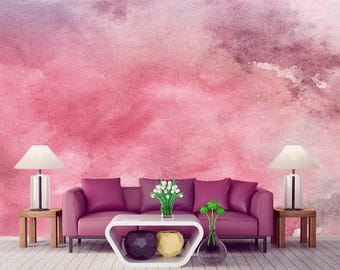 Fiery Ombre Wallpaper Removable. Red Paint Stains Wallpaper Mural. Modern Wall Mural Watercolor Self-Adhesive. Modern Accent Wall  KМ402