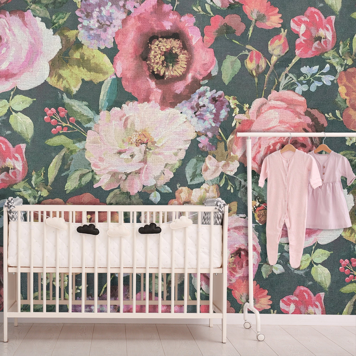 Flower Nursery Decor Wallpaper for Girls Room Floral Removable | Etsy