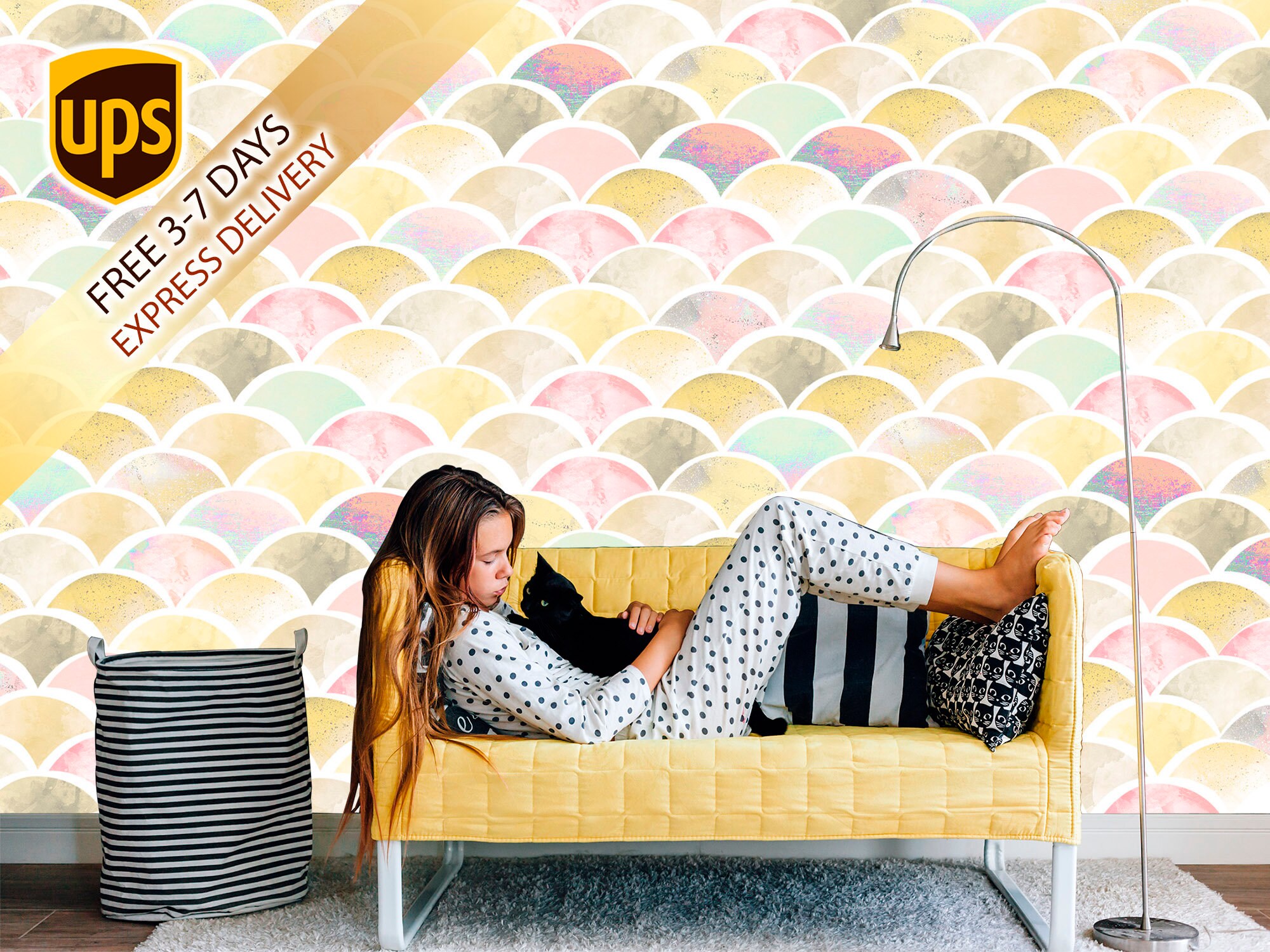 Rainbow Mermaid Tail Wallpaper for Girl Nursery. Mermaid | Etsy