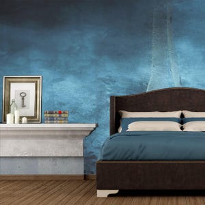 Dark Watercolor Painting Art Wallpaper Blue Wall Mural Grunge Abstract Pattern Paint stains Self-Adheseve Wallpaper Peel & Stick KM567