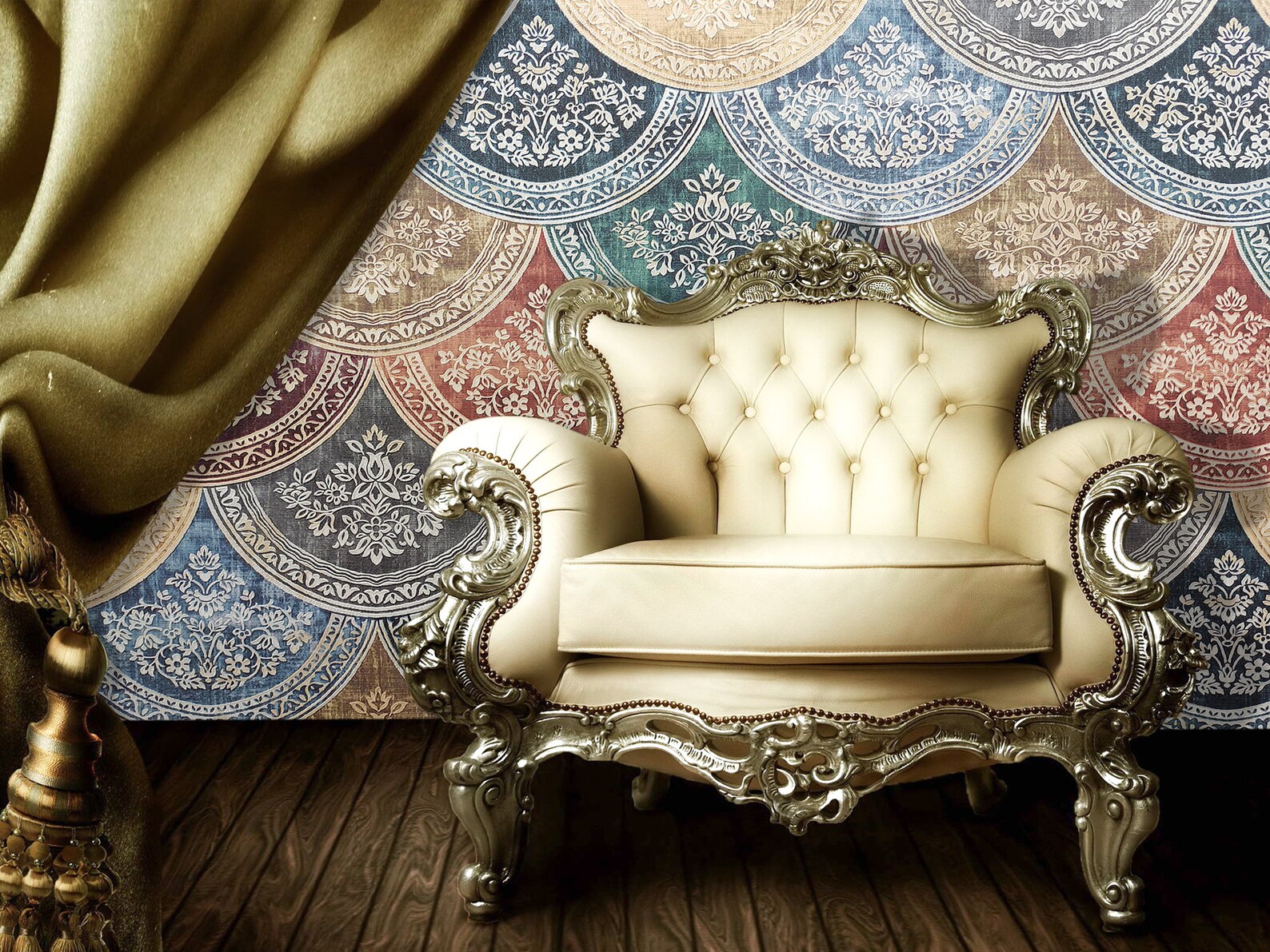 Luxury Wallpaper Damask. Living Room Wall Murals. Classic Etsy