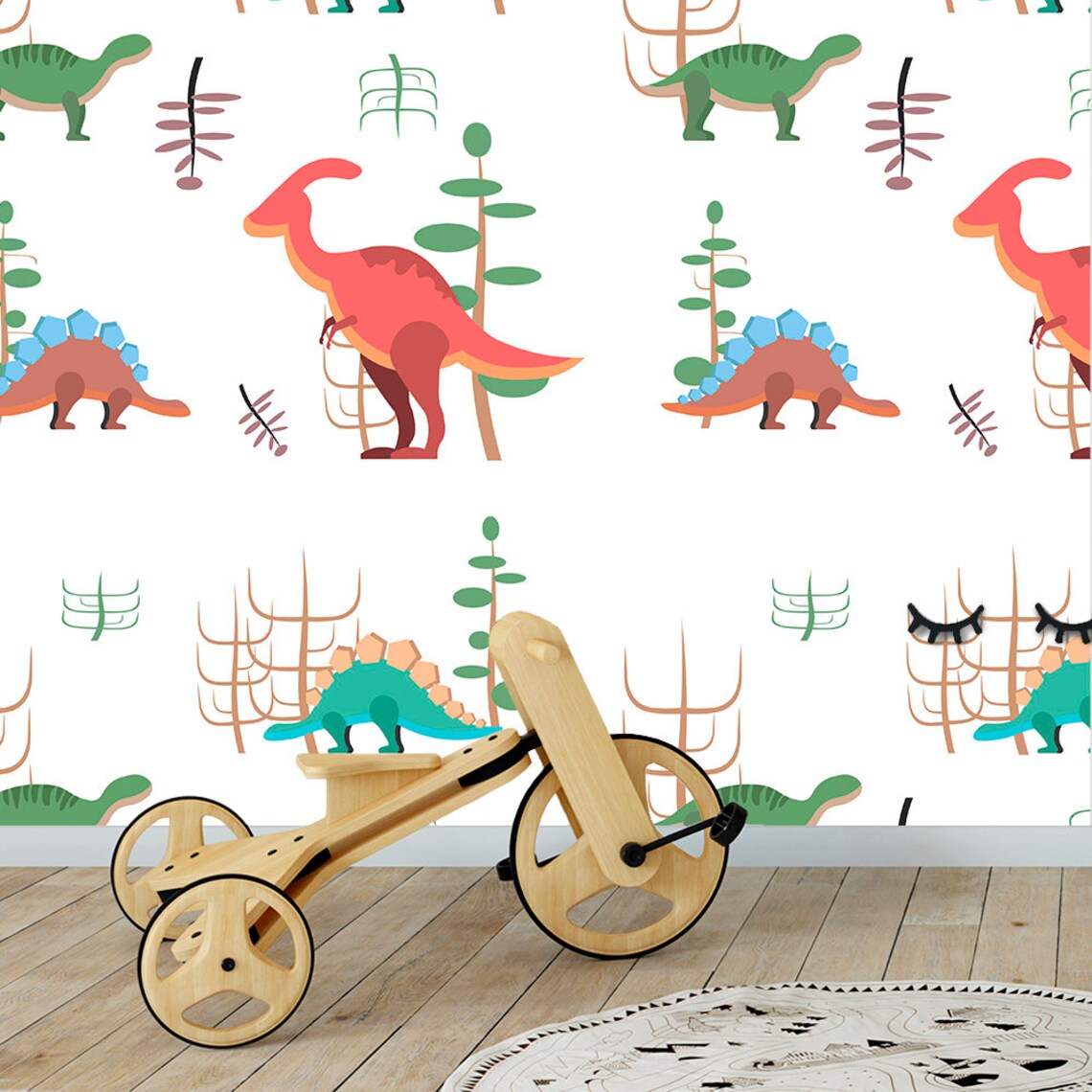 Dinosaur Wallpaper Kids Removable Peel and Stick Wallpaper | Etsy