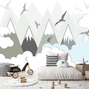 Abstract Mountain Wallpaper Landscape Mural Outlander Wallpaper for Kid Wallpaper Nursery Remove Wallpaper Self-adhesive  KS438