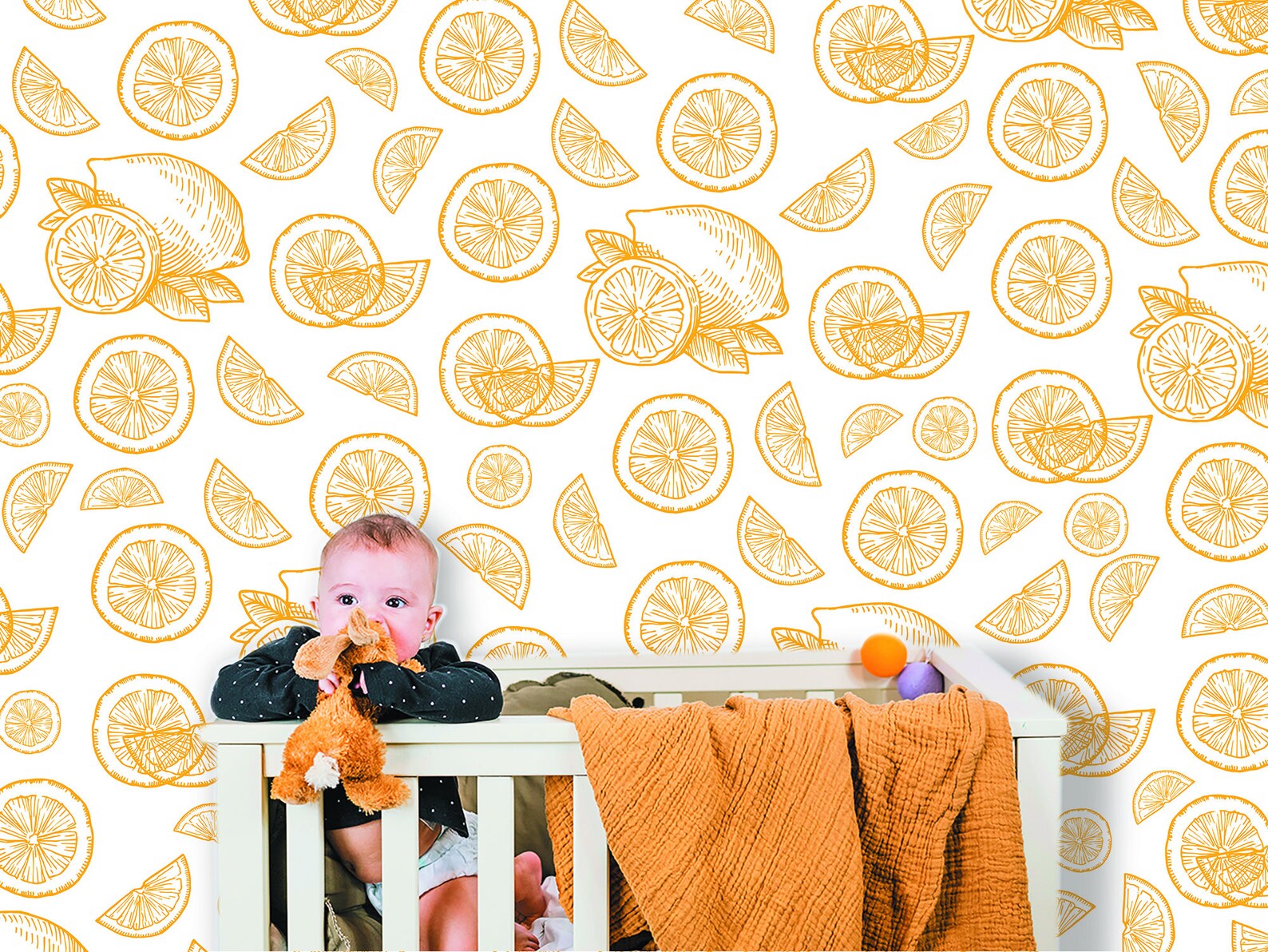 Lemon Wallpaper Removable Fruit Wall Mural Selfadhesive Etsy