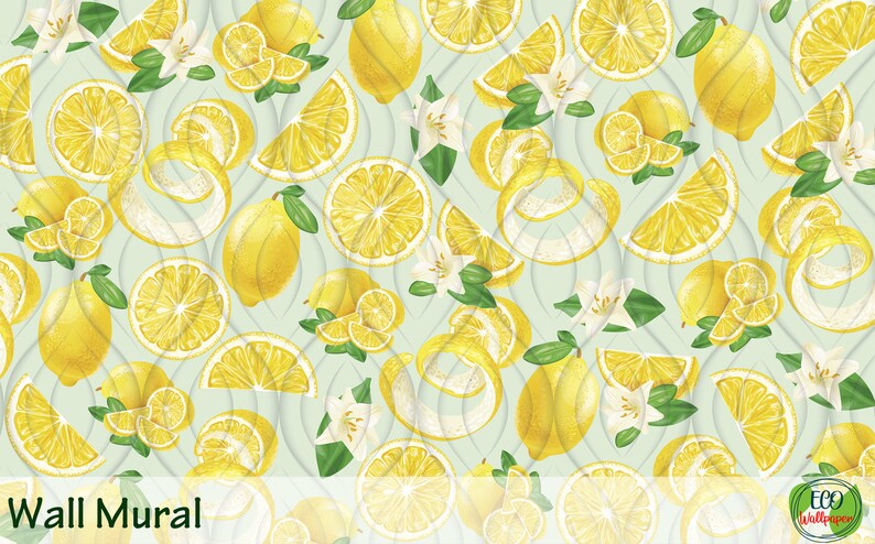 Lemon Wallpaper for Kitchen Fruit Wall Mural Removable - Etsy