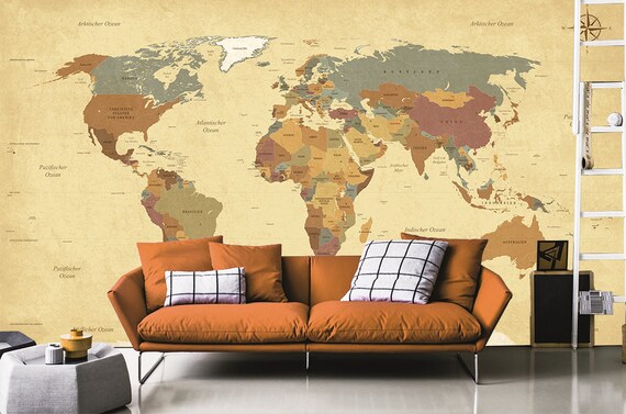 Primary Learning Classroom World Map Removable Wallpaper Mural