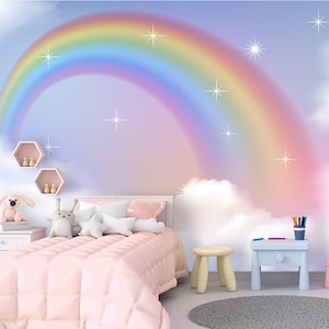 Rainbow Wallpaper Kids Removable Colorful Wallpaper Painting Rainbow for Girl Nursery Unicorn Pattern Self adhesive Wallpaper for Kid