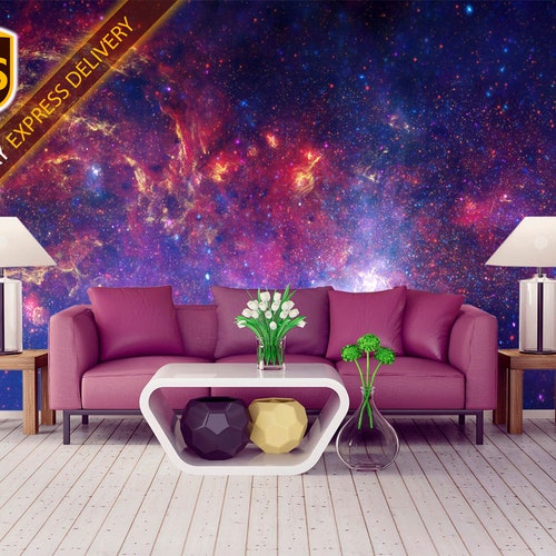 Space Wall Mural Outer Space Wall Mural Galaxy Wallpaper Etsy