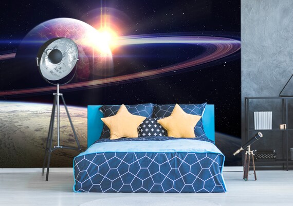 Space Galaxy Wallpaper Outer Space Wall Mural Planets Removable Wallpaper Peel And Stick Universe Wallpaper Bedroom Decor Nsw1