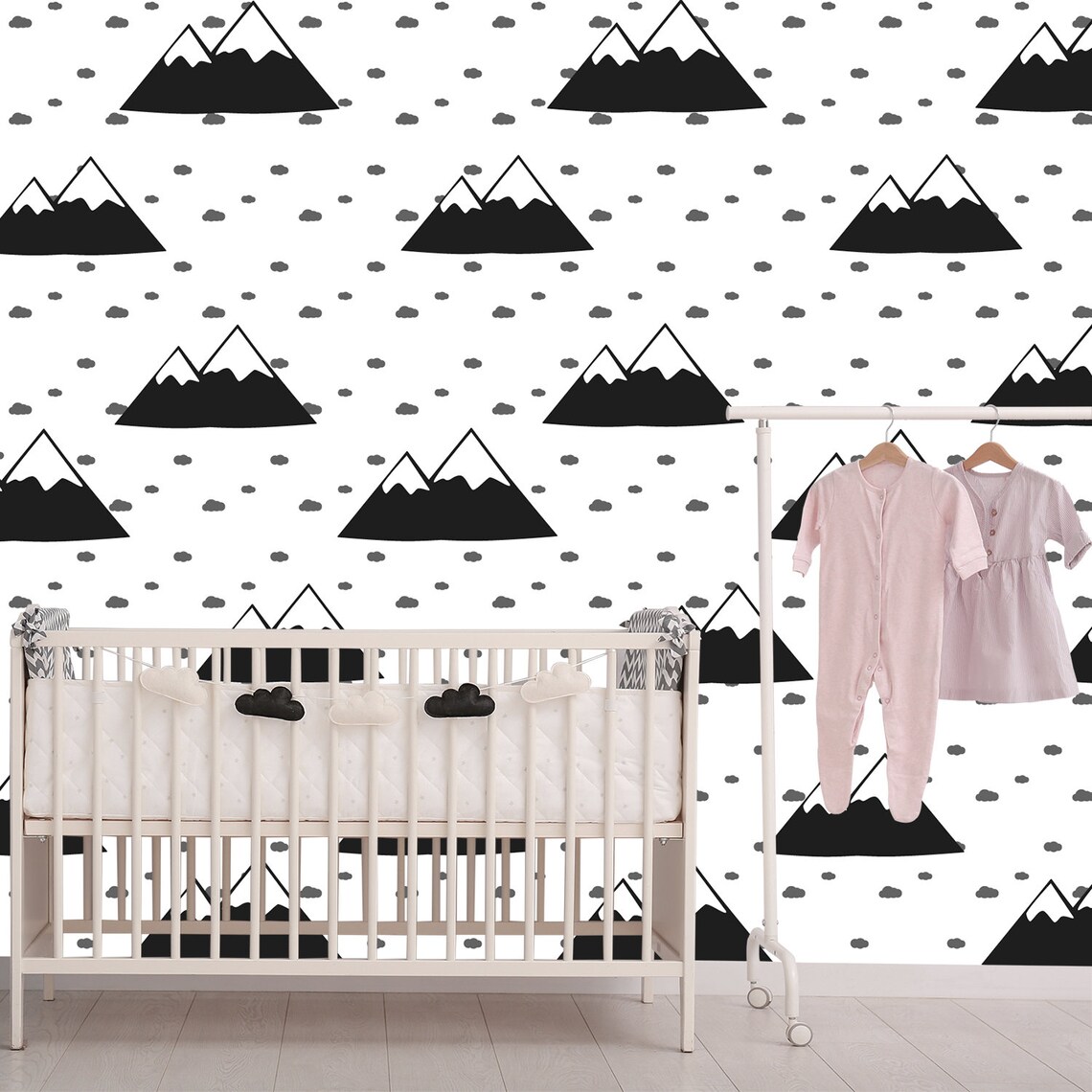 Abstract Mountain Wallpaper Nursery Mountain Wall Art Kid Room - Etsy