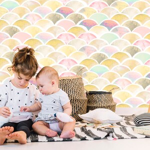 Rainbow Mermaid Tail Wallpaper for Girl Nursery. Mermaid - Etsy