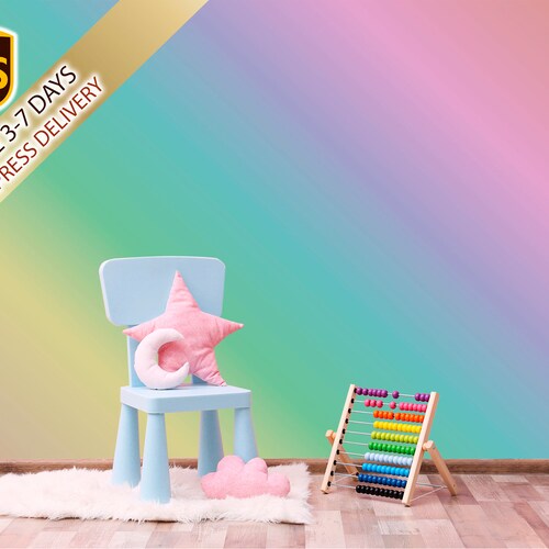 Colorful Wall Mural Rainbow Kids Wallpaper Painting Rainbow Etsy