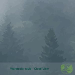 Foggy Forest Wallpaper. Watercolor Nature Wallpaper. Landscape Wall Art. Removable Wallpaper. Forest Eco Friendly Wall Decor KM14 image 5