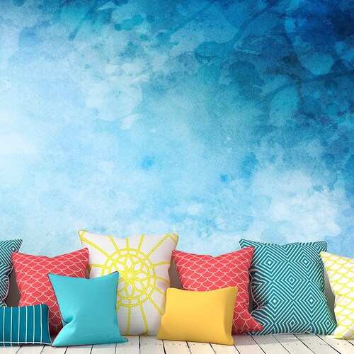 Cold Splash Removable Wallpaper Paint Stains Watercolor Wallpaper. Modern Wall Mural. Self-Adhesive Blue Wallpaper. Splash Wallpaper KM589