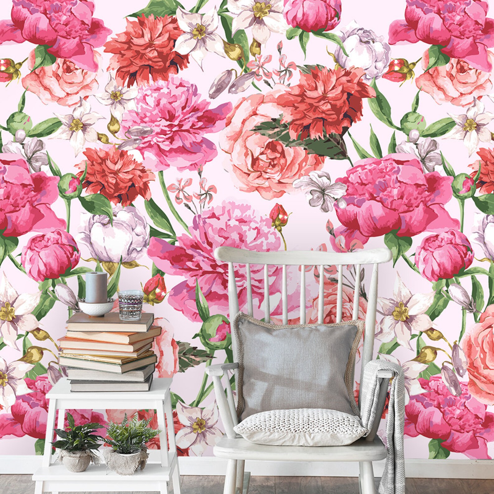 Peony Wallpaper Removable Wallpaper Floral Wallpaper Etsy