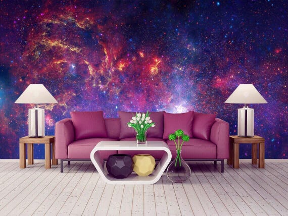 Purple Cosmic Galaxy Accent Wallpaper Any Outer Space Wall  Mural Universe Nursery Decor Self Adhesive KM450