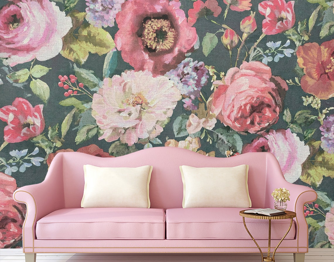 Flower Nursery Decor Wallpaper for Girls Room Floral Removable Etsy