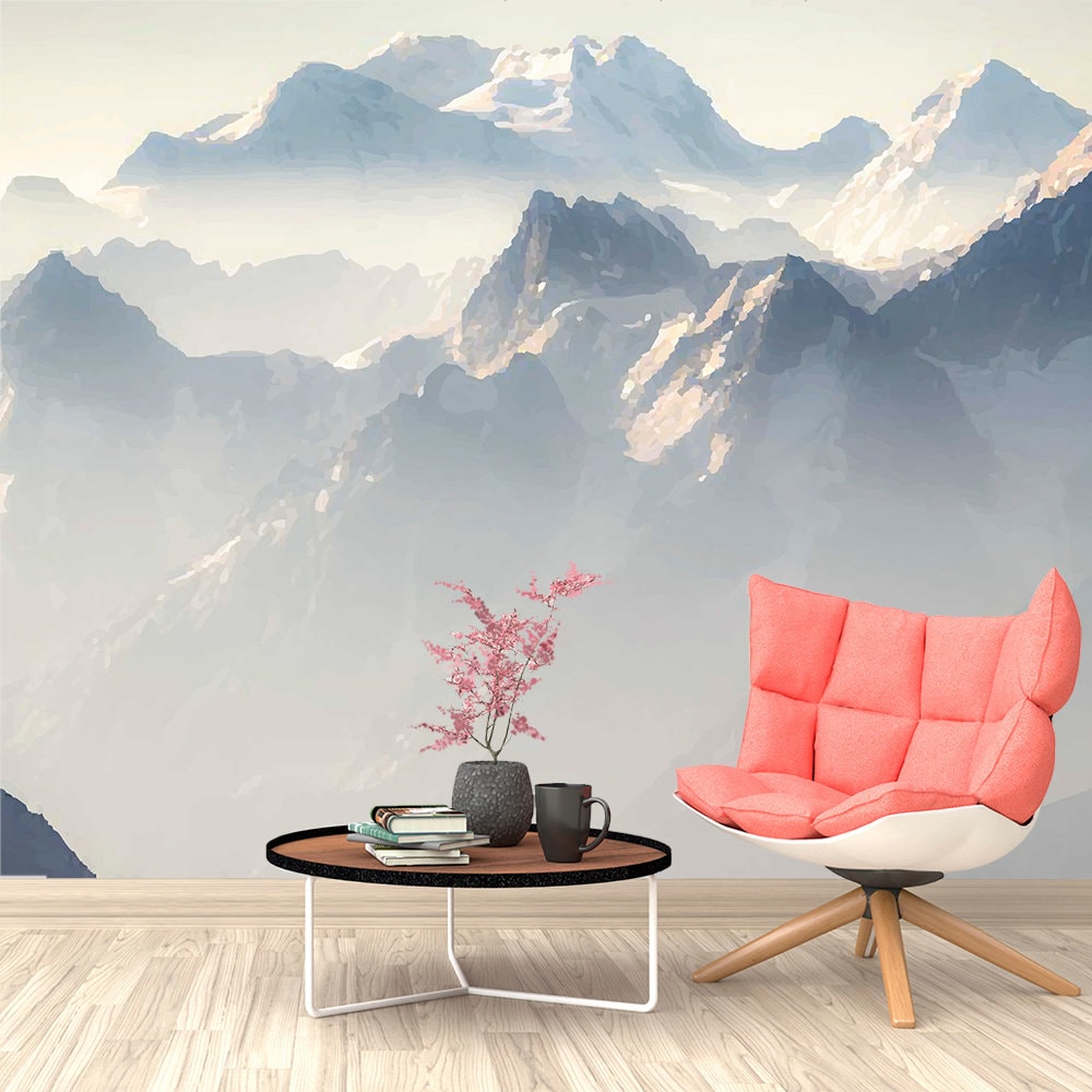 Mountain Range Landscape Wallpaper. Nature Wallpaper. Vintage | Etsy