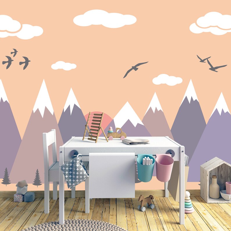 Abstract Mountain Wallpaper Landscape Mural Outlander | Etsy