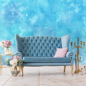 Watercolor Painting Wallpaper Removable. Blue Wall Mural Non Woven Kids. Sea Wallpaper Peel and Stick. Modern Wall Mural Livingroom. KM321