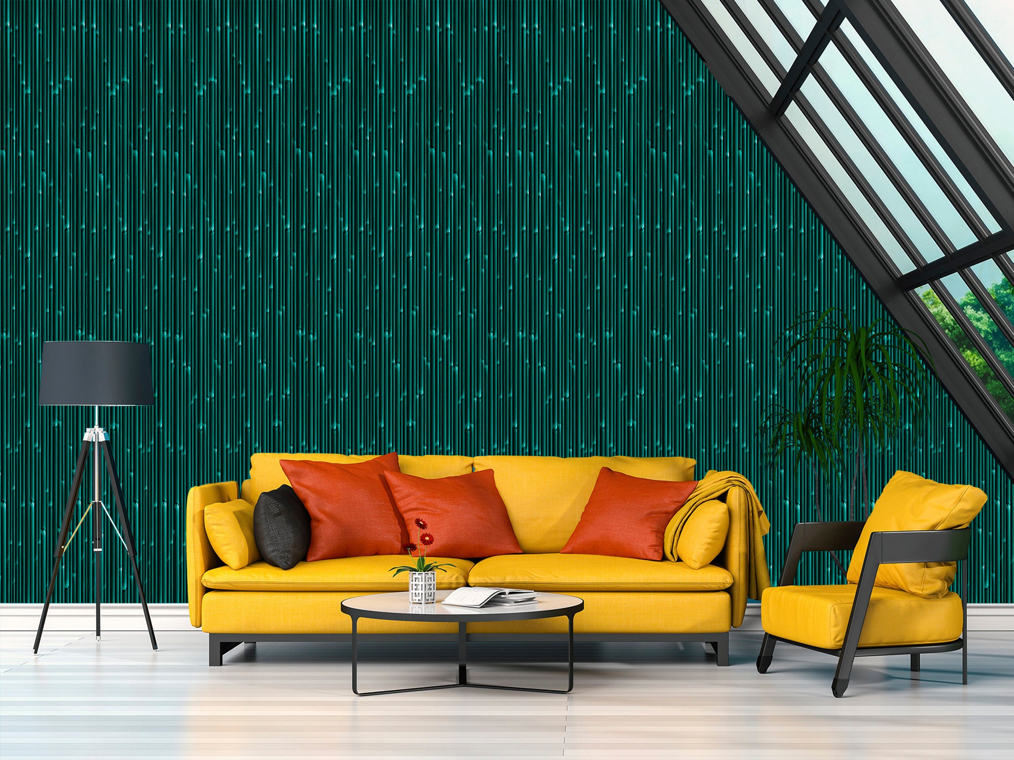 Dark Wallpaper Removable. Green Abstract Wall Pattern for | Etsy